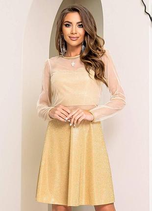 Женское платье с блестками a438 gold 44