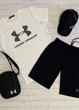 Мужской комплект 3в1 under armour n6 (футболка + шорты + кепка) l