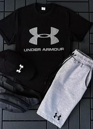 Мужской комплект 3в1 under armour n2 (футболка + шорты + кепка) l