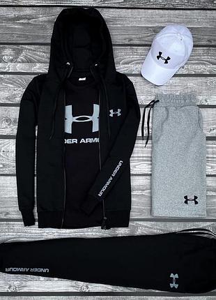 Мужской комплект 5в1 under armour v8 (кофта + штаны + футболка + шорты + кепка) m