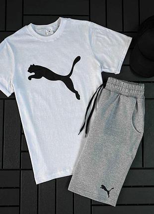 Мужской комплект 3в1 puma f6 (футболка + шорты + кепка) xl