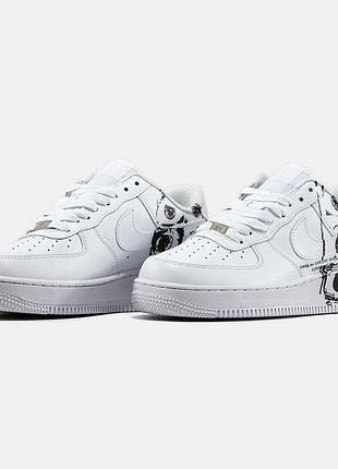 Nike air force 1 comme des garcons кросівки найк білі з принтом cdg літні брендові 39