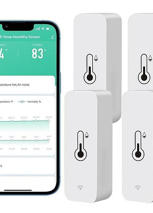 Набор из 4 wifi гигрометров - беспроводной датчик температуры и влажности - для помещений и улицы - с дистанционным оповещением -