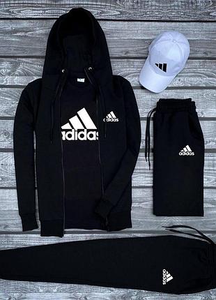 Мужской комплект 5в1 adidas v4 (кофта + штаны + футболка + шорты + кепка) xl