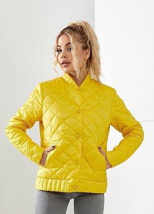 Женская куртка с эффектом стеганки g310 yellow 56