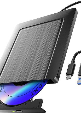 Внешний привод cd/dvd, ultra flat usb 3.0 и usb-c, привод cd/dvd внешний, записывающее устройство cd dvd +/-rw