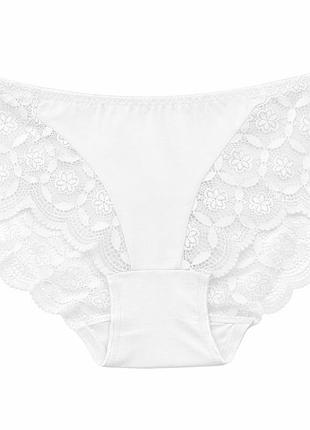 Трусики хлопковые с кружевом 3xl молочные biweier 9930
