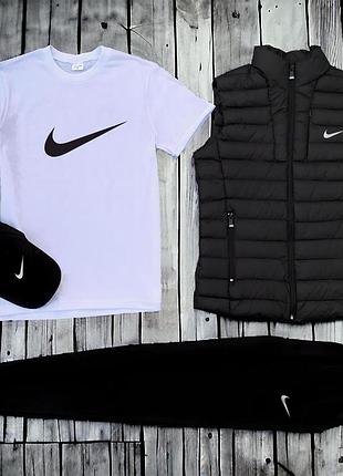 Мужской комплект 4в1 nike r6 (футболка + кепка + жилетка + штаны) s