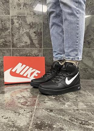 Мужские зимние кроссовки nike air force tm winter all black 44 (28 см)