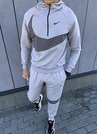 Мужской спортивный костюм nike серый осень весна двунитка , костюм найк на змейке серый зипер и штаны trekmr