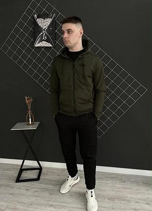 Мужской спортивный костюм the north face хаки весна-осень, качественный демисезонный костюм tnf хаки на trek