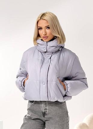 Женская куртка-бомбер с капюшоном f600 grey 46/48