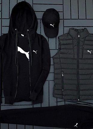Мужской комплект 5в1 puma a2 (худи на молнии + штаны + футболка + кепка + жилет) s
