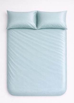 Пододеяльник на молнии ecotton евро двуспальный 210х220 см из сатина однотонный голубой aqua grey