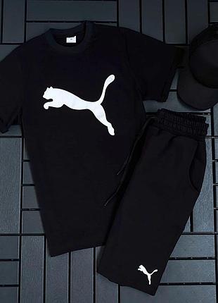 Мужской комплект 3в1 puma f3 (футболка + шорты + кепка) s