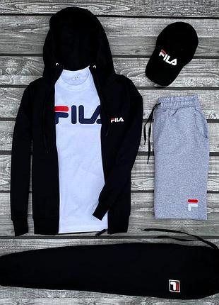 Мужской комплект 5в1 fila v7 (толстовка + штаны + футболка + шорты + кепка) s