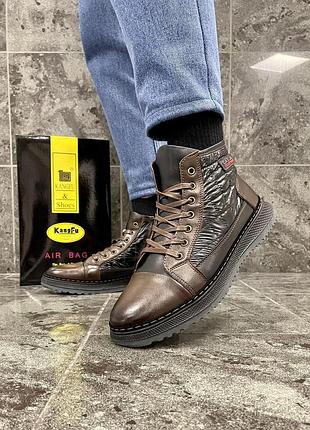 Мужские зимние ботинки casual brown 45 (29 см)