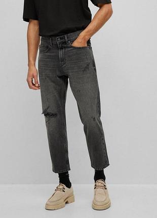 Укороченные джинсы hugo прямого кроя из денима мужские черный (hg 340 medium grey lav25 (36/32)