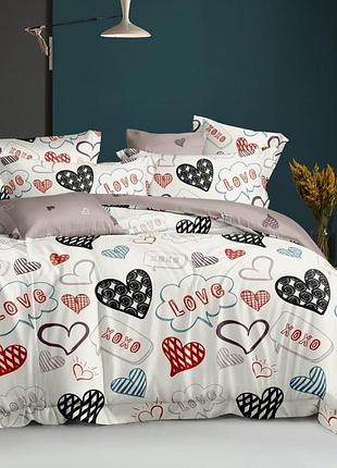 Комплект постельного белья ecotton двуспальный семейный 150х215 см сердце белое (23250)