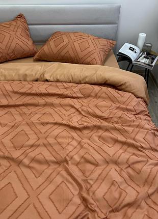 Комплект постільної білизни ecotton jaquard двоспальний 180х215 см помаранчевий orange