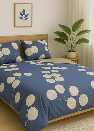 Комплект постельного белья ecotton евро 210х220 см синий (21210ав)