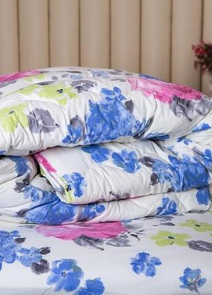 Ковдра ecotton двоспальна 172х205 см антиалергенна стьобана із бязі біла 20-1455 pink