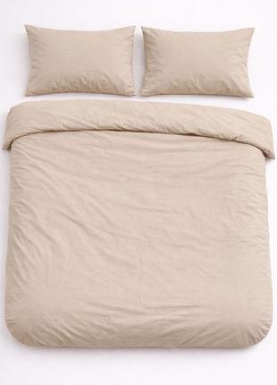 Пододеяльник на молнии ecotton полуторный 150х215 см фланель из хлопка beige светло-бежевый