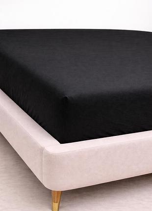 Простынь на резинке ecotton 180х200 см фланель хлопковая black черный