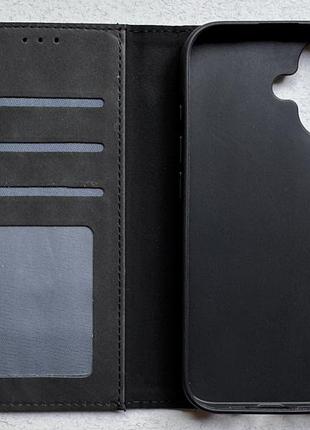 Apple iphone 17 чехол-книжка чёрный высококачественная искусственная кожа слоты для карт