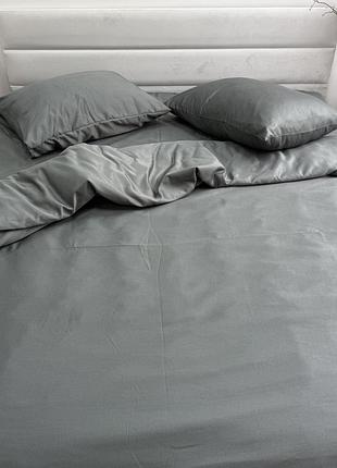 Комплект постельного белья ecotton евро 210х220 см однотонный серый nid grey