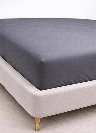 Простынь на резинке ecotton 160х200 см фланель хлопковая grey серая