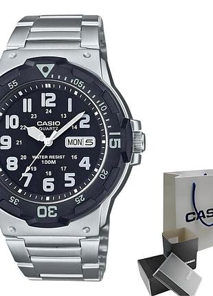 Casio mrw-200hd-1b — чоловічий кварцовий годинник, сталь, чорний циферблат, 100 wr