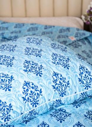 Комплект постельного белья ecotton двуспальный семейный 150х215 см голубой вензель