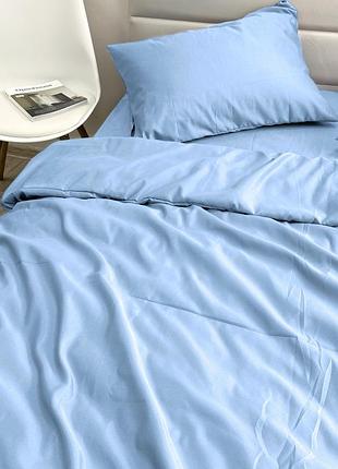 Комплект постельного белья ecotton полуторный 150х215 см однотонный голубой blue