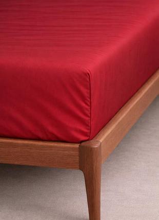 Простынь на резинке ecotton 180х200 см из сатина однотонная красного цвета red
