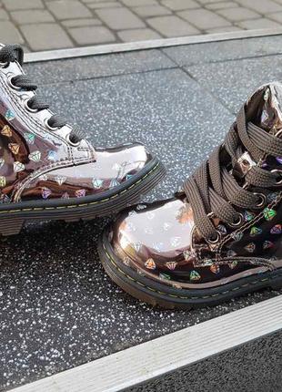Лаковые деми ботинки для девочки на флисе р.22, 242 фото
