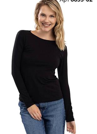 Лонгслив женский с длинным рукавом хлопок baykar арт 6655-02 черный 6-xxl-50-52
