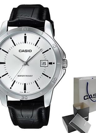 Мужские кварцевые наручные часы casio mtp-v004l-7a, кожаный ремешок, минеральное стекло, wr 30