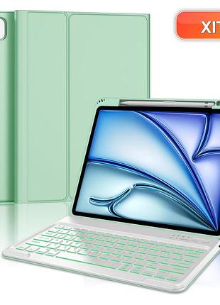 Чехол-клавиатура iveoppe для ipad air 13 m4/m3/m2 мятный bluetooth магнит qwertz подсветка 450mah 1мм