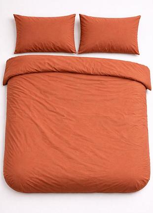 Пододеяльник на молнии ecotton двуспальный 175х215 см фланель из хлопка coral оранжевый
