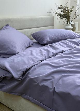 Комплект постельного белья ecotton евро 210х220 см однотонный фиолетовый nid purple