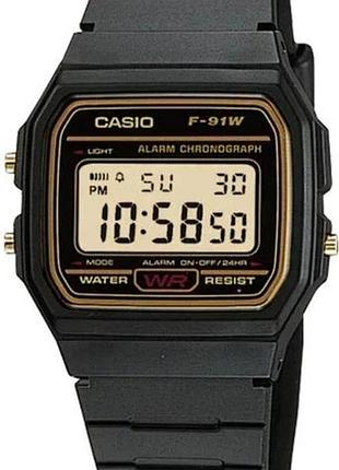 Мужские часы casio f-91wg-9q original электронные наручные casio с подсветкой, будильником и секундомером