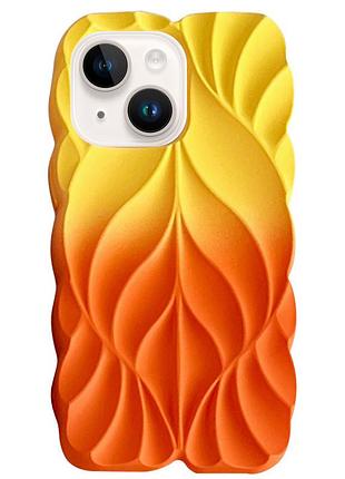 Силиконовая накладка tpu leaf 3d (объёмный дизайн) для apple iphone 14 / apple iphone 13 yellow / orange