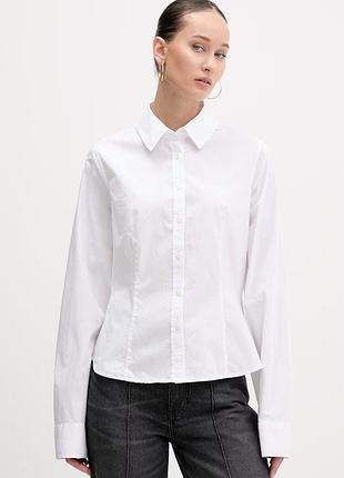 Urbanshop com ua хлопковая рубашка guess jeans цвет белый slim классический воротник w6rh66 wh7p1 размеры запиту