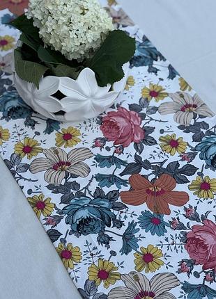 Раннер дорожка ecotton duck 45x170 см для обеденного стола водоотталкивающая в цветках