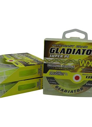 Шнур "gladiator" (жёлтый, 4-х жильный) 135 m / 0.18 mm