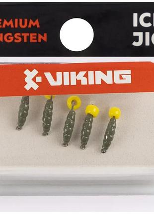 Мормышка вольфрамовая viking fishing shrimp+bead 0.37g 7mm olive+y (5шт)