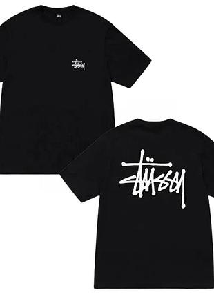 Чорна футболка loys stussy two-sides logo унісекс футболки стасі стуссі xs