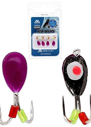 Мормышка вольфрамовая mikado ice bug 4мм 0.85гр безмотылка, фиолетовый/черный 1шт.