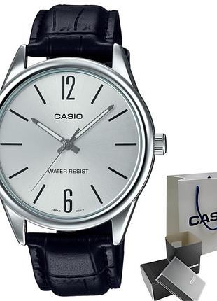 Чоловічі кварцові наручні годинники casio mtp-v005l-7b, шкіряний ремінець, мінеральне скло, wr 30